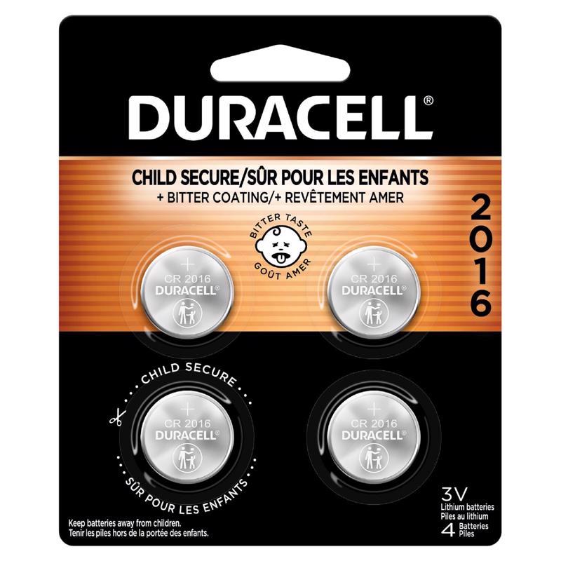 Duracell Lithium DL2016/CR2016 3 V Button Cell Battery 4 pk
