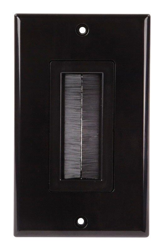 Monster Just Hook It Up Black 1 gang Plastic Home Theater Brush Wall Plate 1 pk