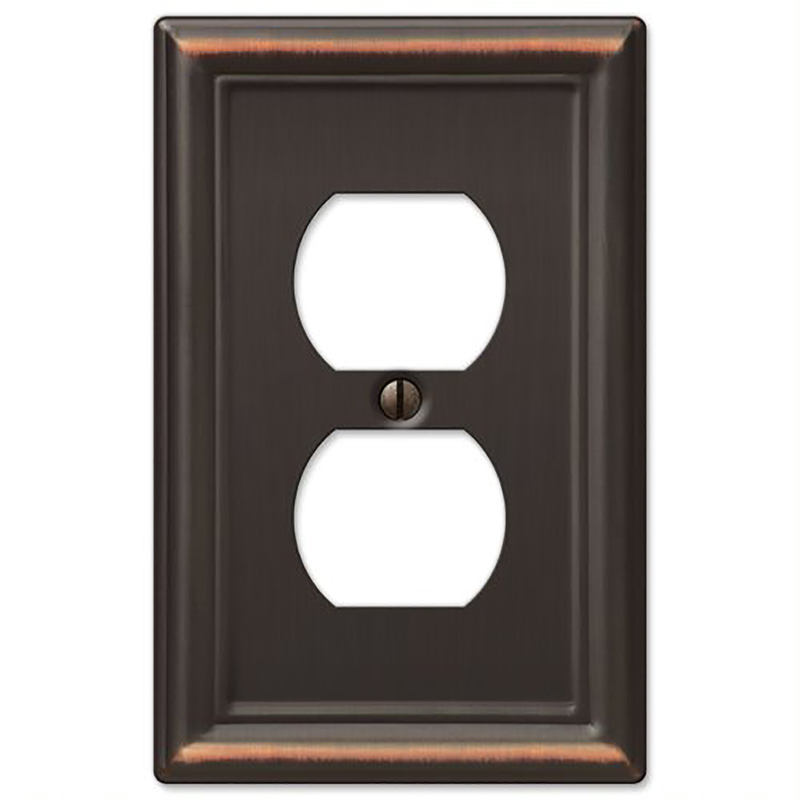 Amerelle Chelsea Aged Bronze Bronze 1 gang Stamped Steel Duplex Outlet Wall Plate 1 pk