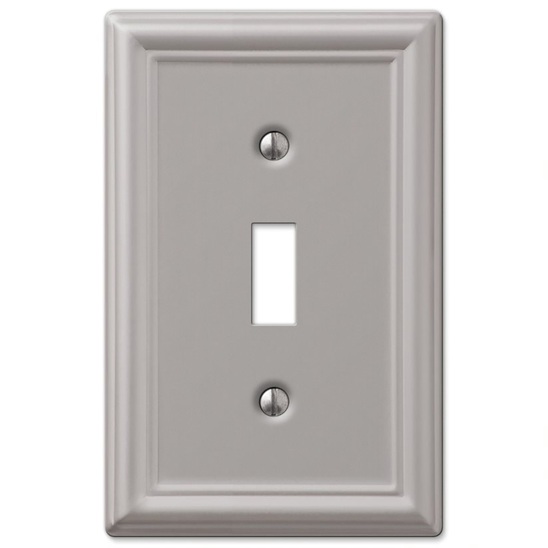 Amerelle Chelsea Brushed Nickel Gray 1 gang Stamped Steel Toggle Wall Plate 1 pk
