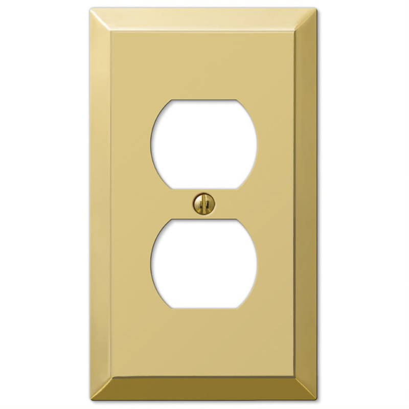 Amerelle Century Polished Brass Brass 1 gang Stamped Steel Duplex Outlet Wall Plate 1 pk