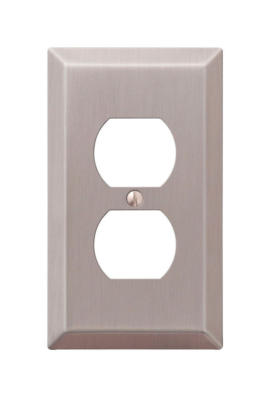 Amerelle Century Brushed Nickel Gray 1 gang Stamped Steel Duplex Outlet Wall Plate 1 pk