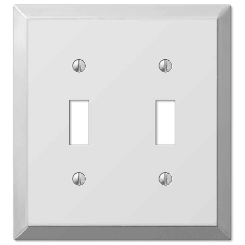 Amerelle Century Polished Chrome Light Gray 2 gang Stamped Steel Toggle Wall Plate 1 pk
