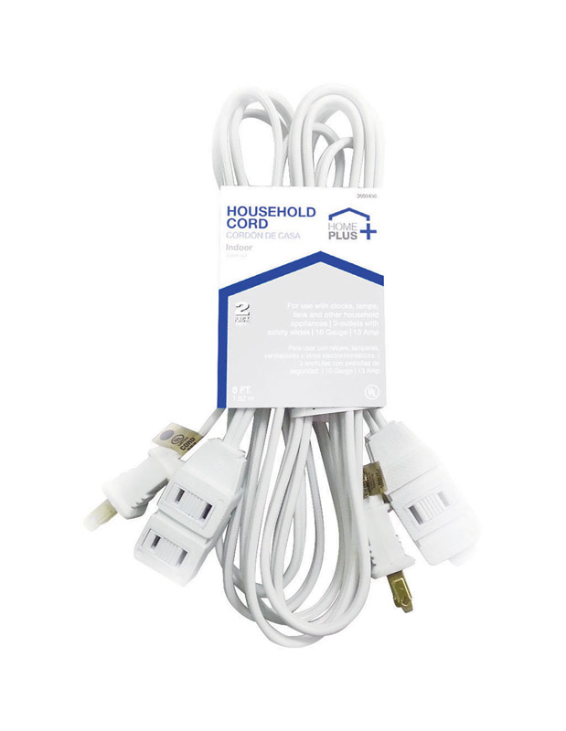 Home Plus Indoor 6 ft. L White Extension Cord 16/2 SPT-2