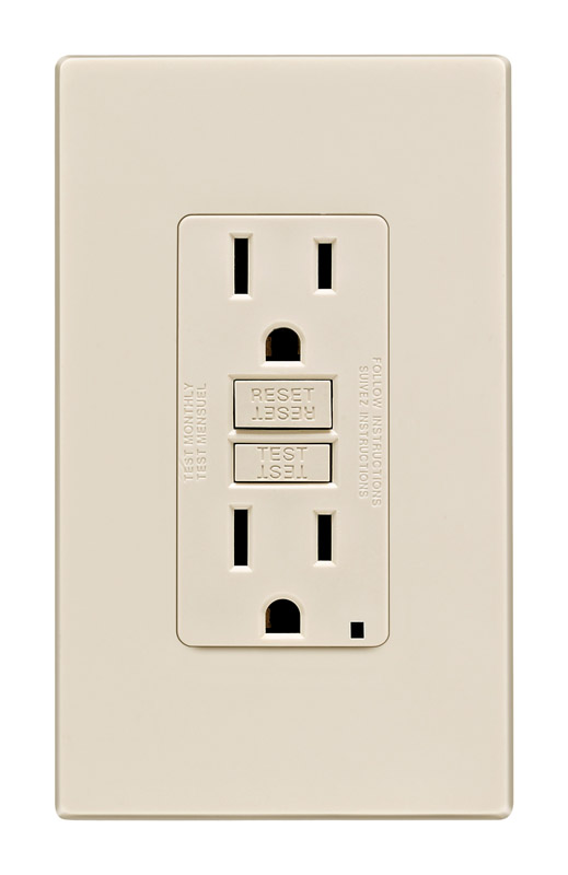Leviton SmartlockPro 15 amps 125 V Duplex Light Almond GFCI Outlet 5-15R 1 pk