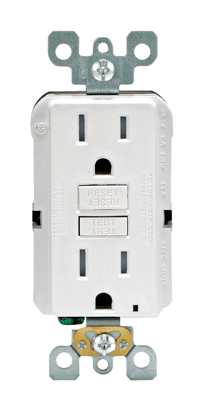 Leviton SmartlockPro 15 amps 125 V Duplex White GFCI Outlet 5-15R 1 pk
