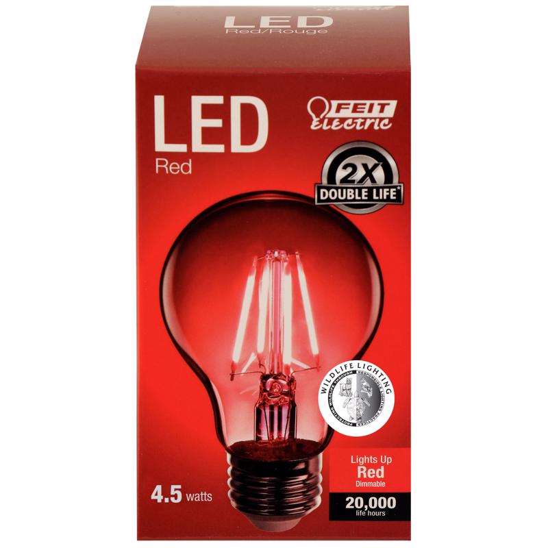 Feit Electric Filament A19 E26 (Medium) LED Bulb Red 30 Watt Equivalence 1 pk