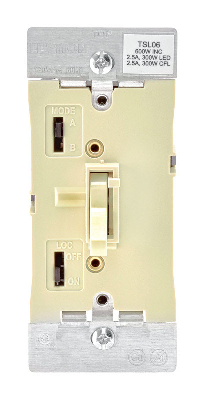 Leviton Ivory 600 W Toggle Dimmer Switch 1 pk