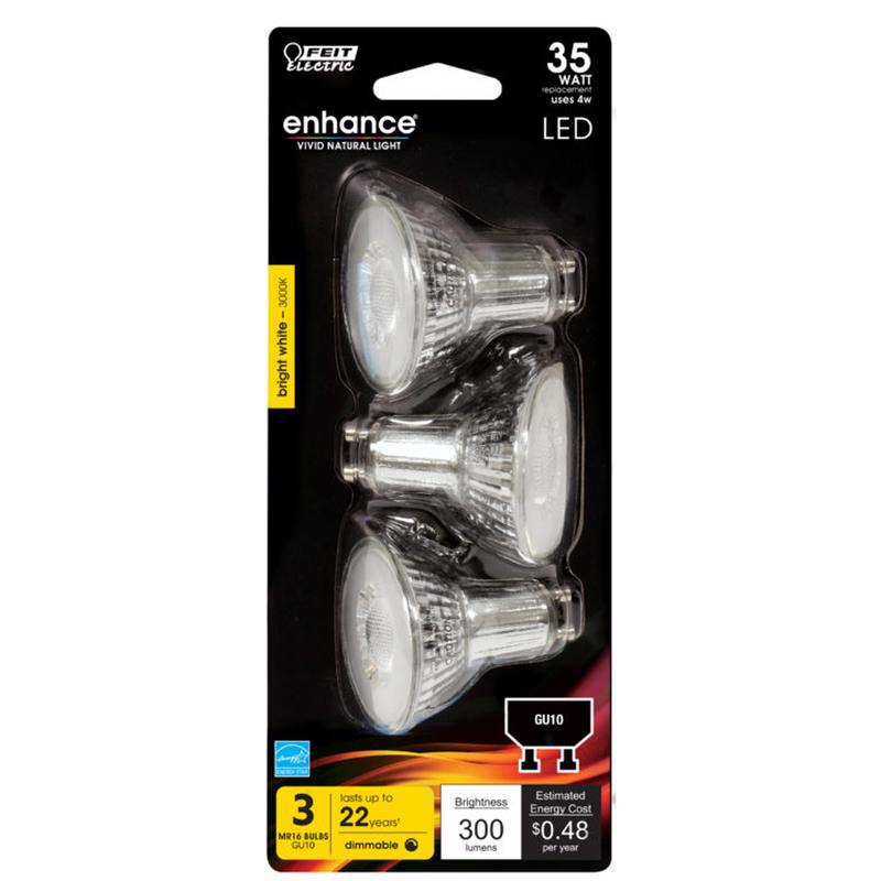 Feit Electric Enhance MR16 GU10 LED Bulb Bright White 35 Watt Equivalence 3 pk