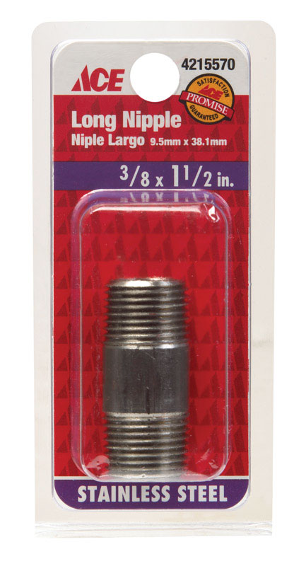 Smith-Cooper 3/8 in. MPT Stainless Steel 1-1/2 in. L Nipple