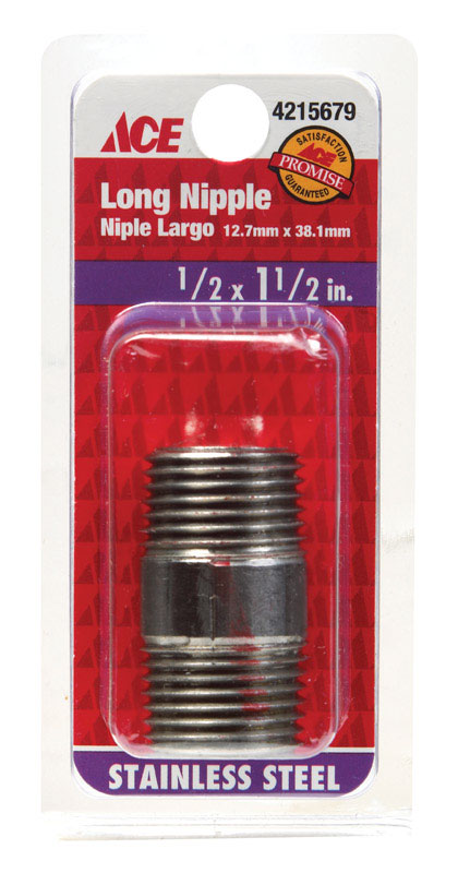 Smith-Cooper 1/2 in. MPT Stainless Steel 1-1/2 in. L Nipple