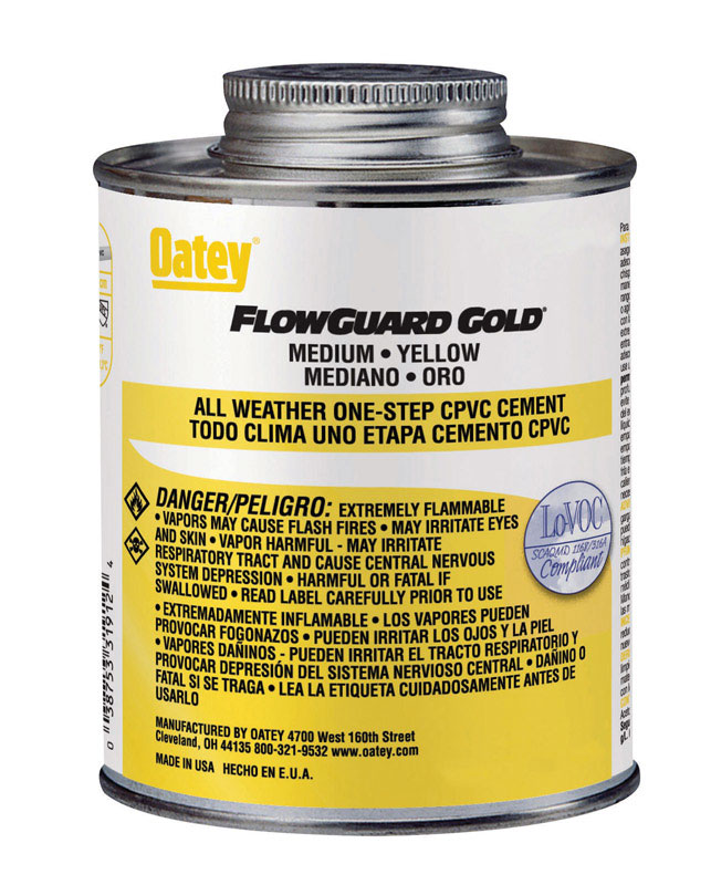 Oatey FlowGuard Gold Yellow All Weather Cement For CPVC 4 oz