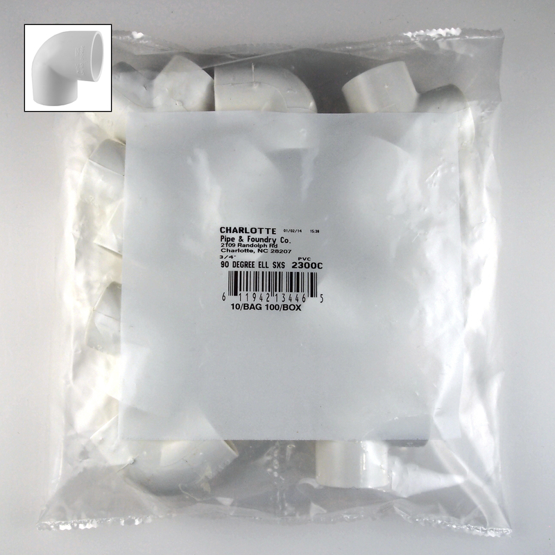 Charlotte Pipe Schedule 40 3/4 in. Slip X 3/4 in. D Slip PVC Elbow