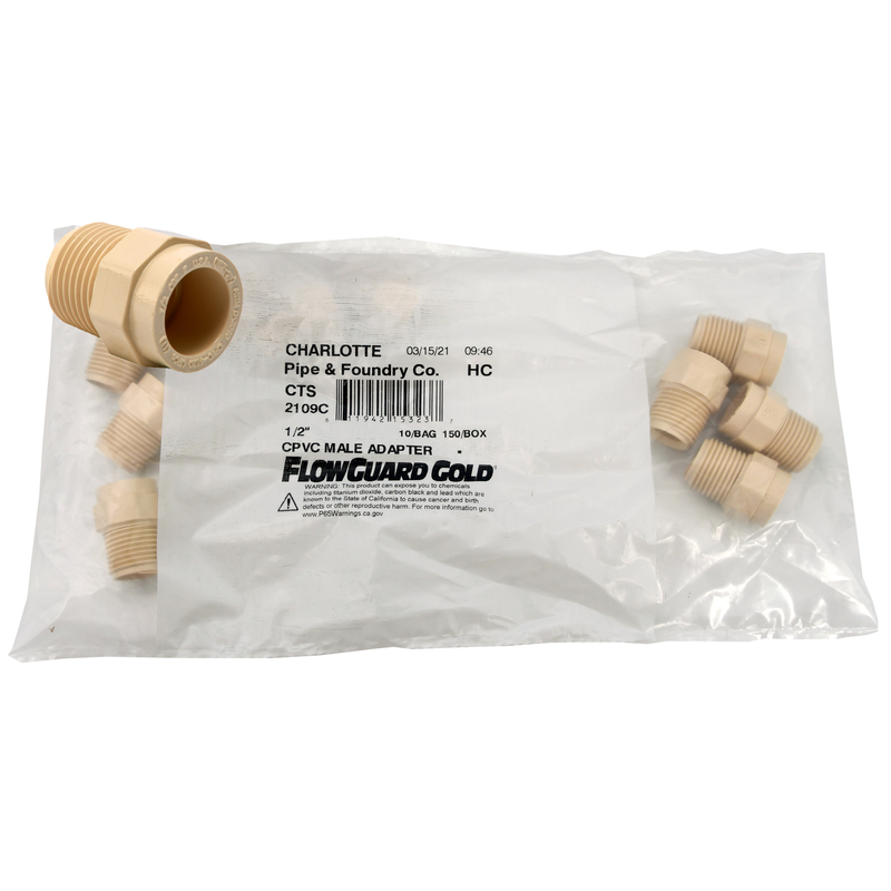 Charlotte Pipe FlowGuard 1/2 in. MPT X 1/2 in. D Slip CPVC Male Adapter