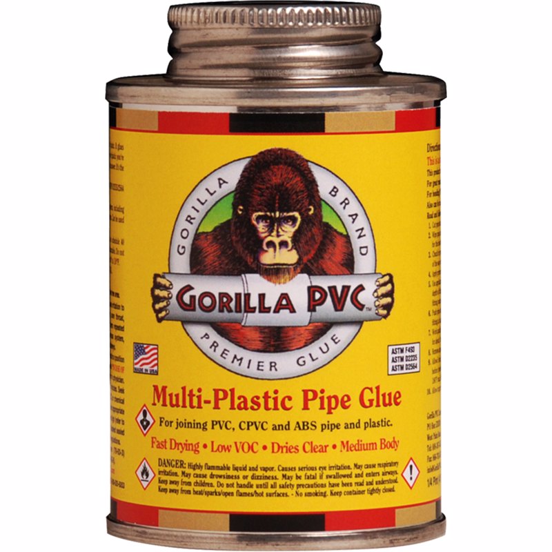 Gorilla PVC Multi Clear Multi-Purpose Solvent Cement For ABS/CPVC/PVC 16 oz
