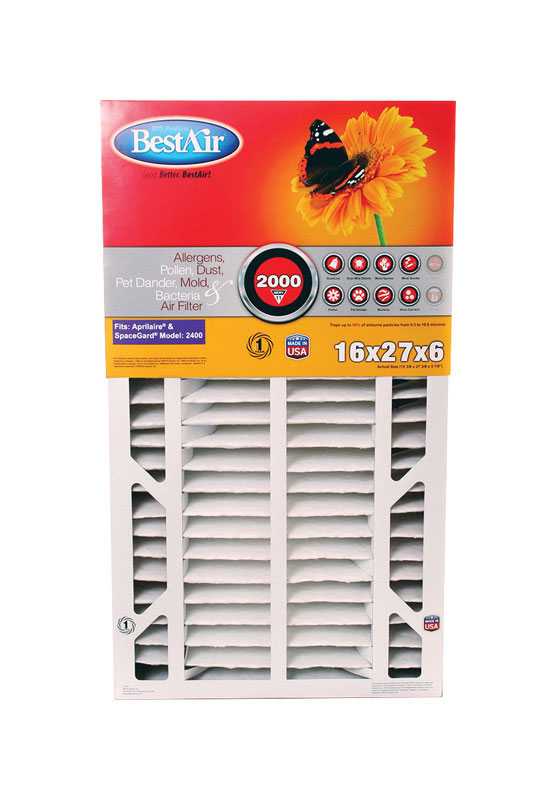 BestAir 27 in. W X 16 in. H X 6 in. D 11 MERV Pleated Air Filter 1 pk