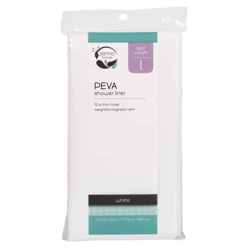 Zenna Home 72 in. H X 70 in. W White Solid Shower Curtain Liner PEVA