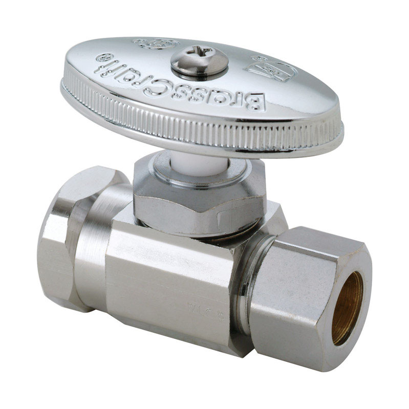 BrassCraft 1/2 in. FIP X 1/2 in. Compression Brass Straight Stop Valve