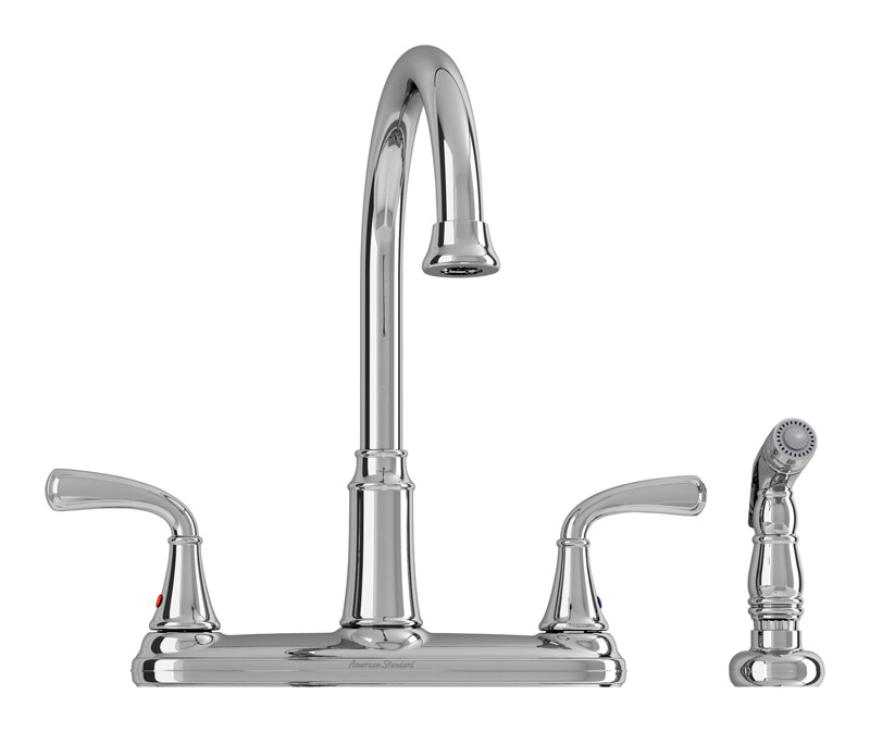 American Standard Tinley Two Handle Chrome Kitchen Faucet Side Sprayer Included