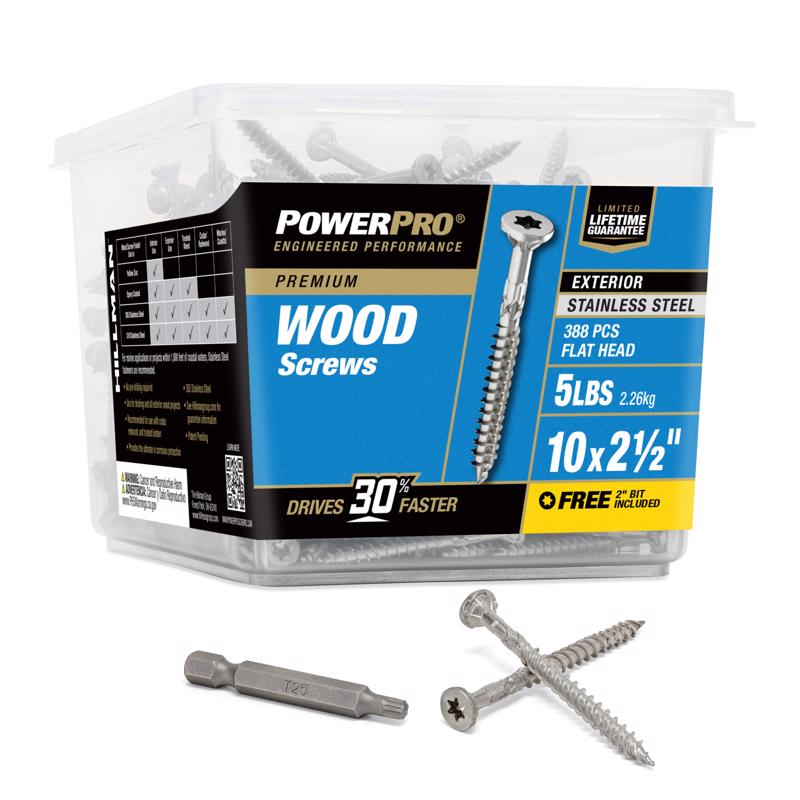 Hillman Power Pro No. 10 X 2-1/2 in. L Star Flat Head Premium Deck Screws 5 lb 395 pk