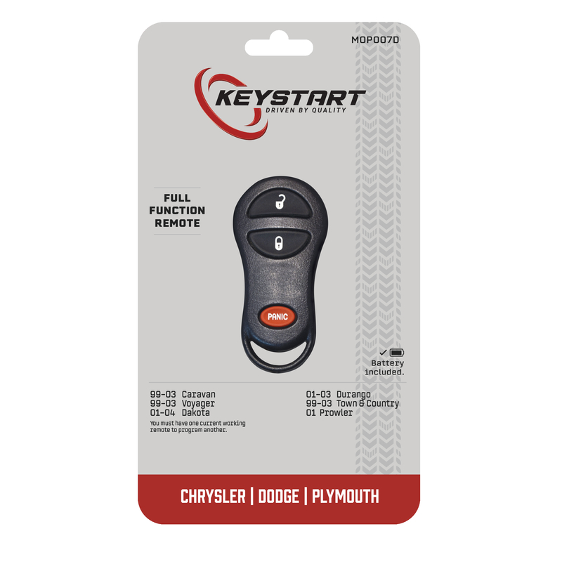 KeyStart Self Programmable Remote Automotive Replacement Key MOP007 Double For Mopar