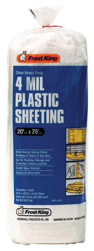 Frost King Plastic Sheeting 4 mil X 20 W X 25 L Plastic Clear