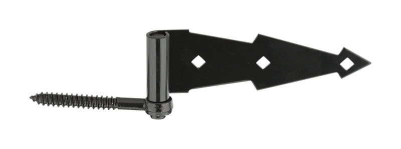 National Hardware 7 in. L Black Steel Ornamental Screw Hook Strap Hinge 1 pk
