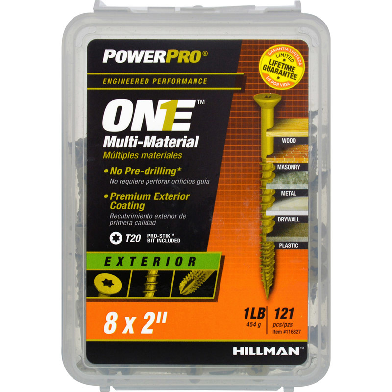Hillman POWERPRO ONE No. 8 X 2 in. L Star Flat Head Multi-Material Screw 1 lb 121 pk
