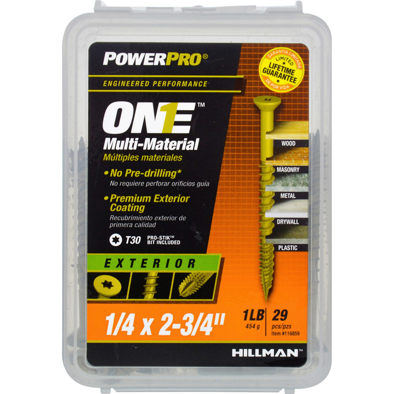 Hillman POWERPRO ONE 1/4 in. X 2-3/4 in. L Star Flat Head Multi-Material Screw 1 lb 29 pk