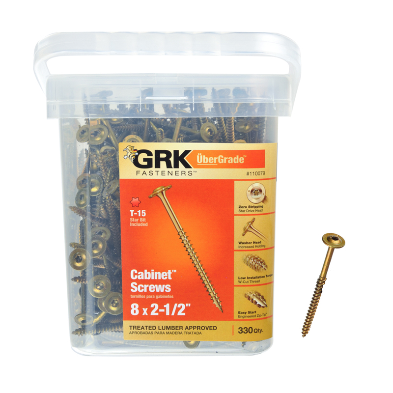 GRK Fasteners UberGrade No. 8 X 2-1/2 in. L Star Cabinet Screws 330 pk