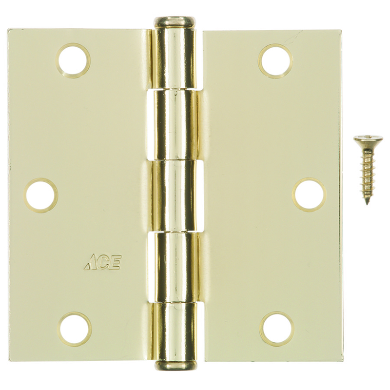 Hampton 3-1/2 in. L Bright Brass Residential Door Hinge 12 pk