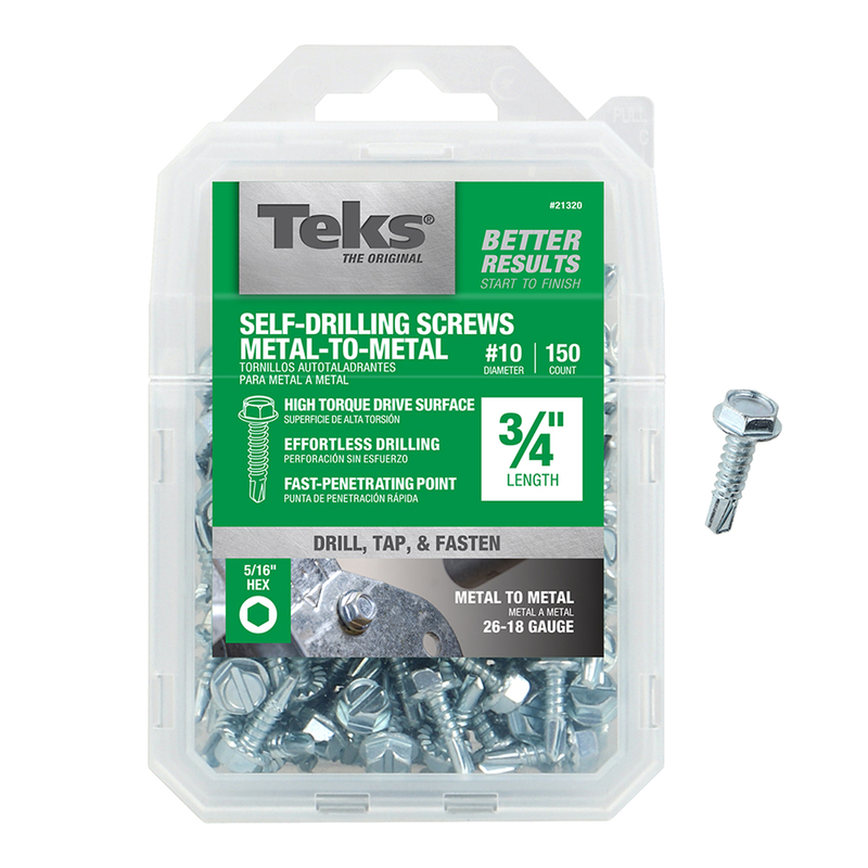 Teks No. 10 X 3/4 in. L Hex Washer Head Sheet Metal Screws 150 pk