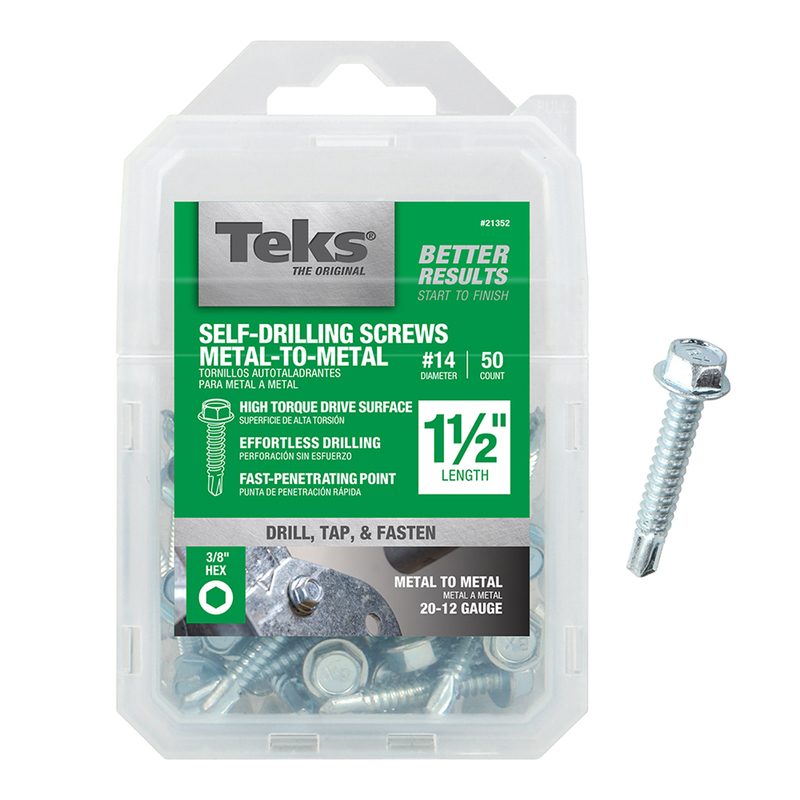 Teks No. 14 X 1-1/2 in. L Hex Washer Head Sheet Metal Screws 50 pk