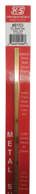 K&S 3/16 in. W X 12 in. L Square Brass Tube 1 pk
