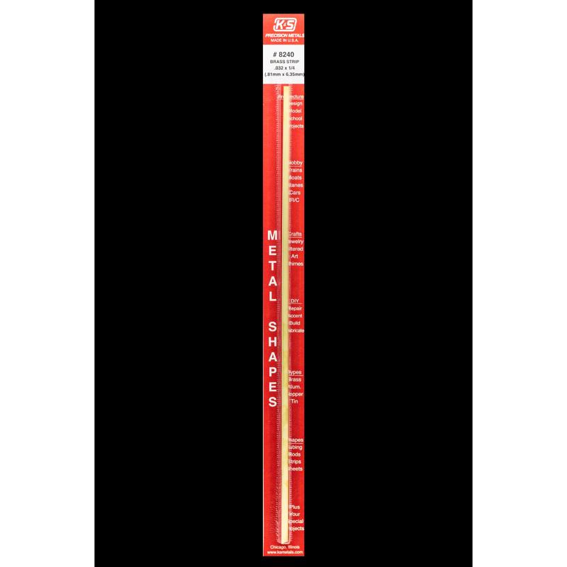 K&S 0.032 in. X 1/4 in. W X 12 in. L Brass Metal Strip