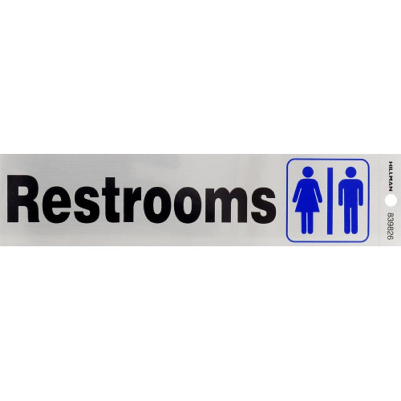 Hillman English Silver Restroom Decal 2 in. H X 8 in. W