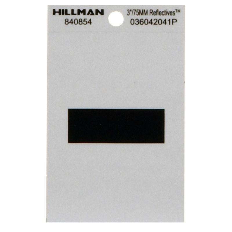 Hillman 3 in. Reflective Black Vinyl Self-Adhesive Special Character Hyphen 1 pc