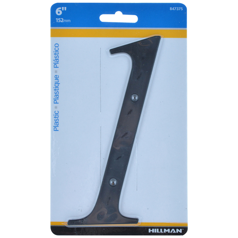 Hillman 6 in. Black Plastic Nail-On Number 1 1 pc