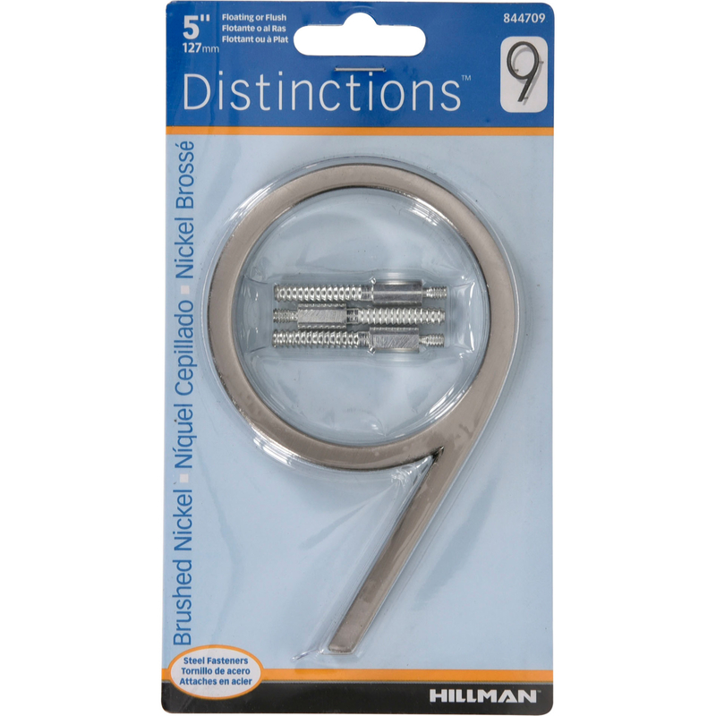 Hillman Distinctions 5 in. Silver Steel Screw-On Number 9 1 pc
