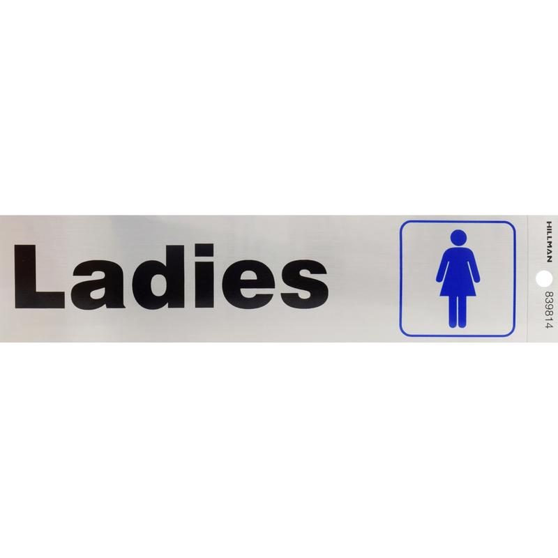 Hillman English Silver Restroom Decal 2 in. H X 8 in. W