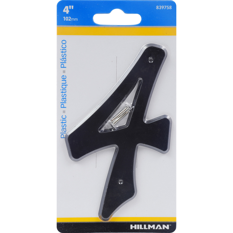 Hillman 4 in. Black Plastic Nail-On Number 4 1 pc