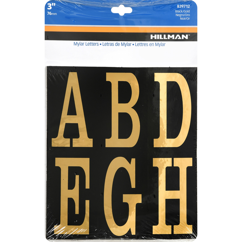 Hillman 3 in. Reflective Gold Vinyl Self-Adhesive Letter Set A-Z 51 pc
