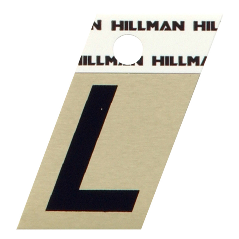 Hillman 1.5 in. Reflective Black Aluminum Self-Adhesive Letter L 1 pc