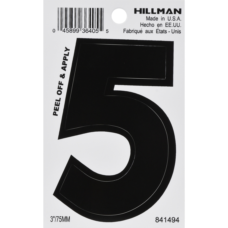 Hillman 3 in. Black Vinyl Self-Adhesive Number 5 1 pc