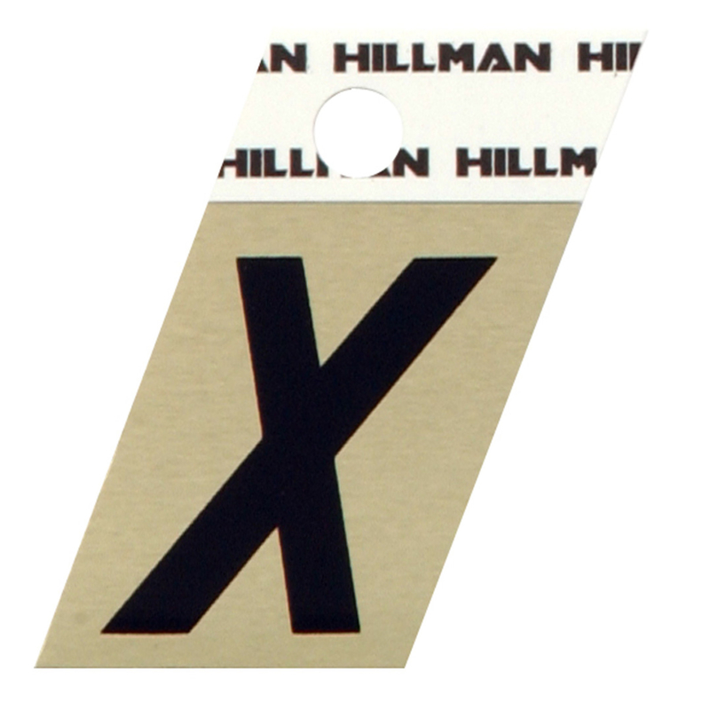 Hillman 1.5 in. Reflective Black Aluminum Self-Adhesive Letter X 1 pc