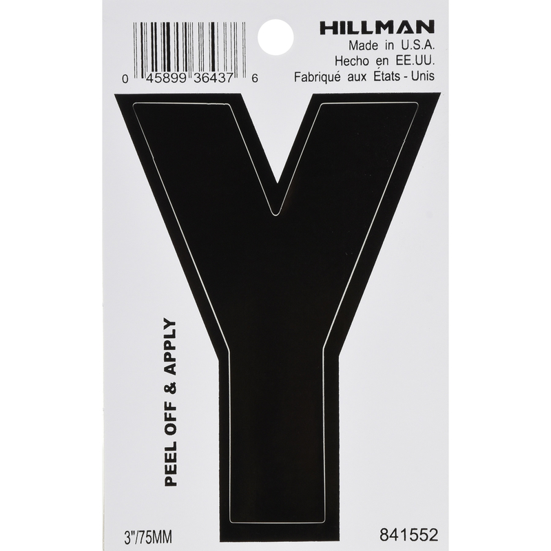 Hillman 3 in. Black Vinyl Self-Adhesive Letter Y 1 pc