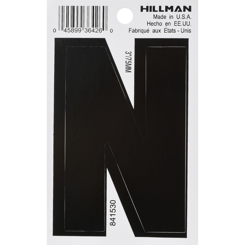Hillman 3 in. Black Vinyl Self-Adhesive Letter N 1 pc