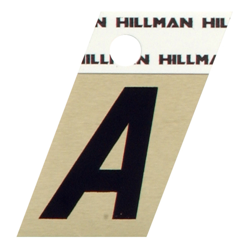 Hillman 1.5 in. Reflective Black Aluminum Self-Adhesive Letter A 1 pc