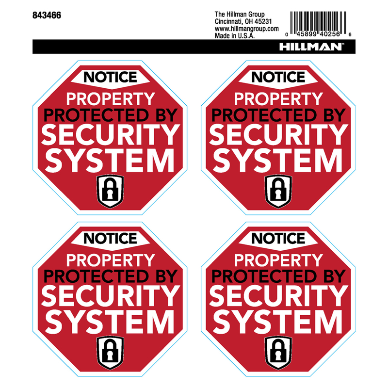 Hillman English Red Security Decal 6 in. H X 6 in. W