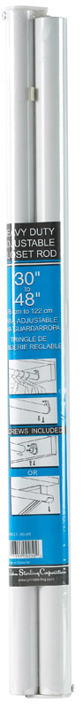 John Sterling Heavy Duty 48 in. L X 1-1/4 in. D Adjustable White Steel Closet Rod